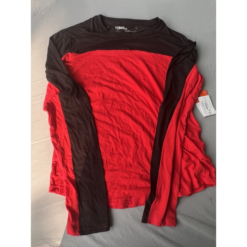 NWT Sports Illustrated Long Sleeve Shirt Men's Red Black Size Large